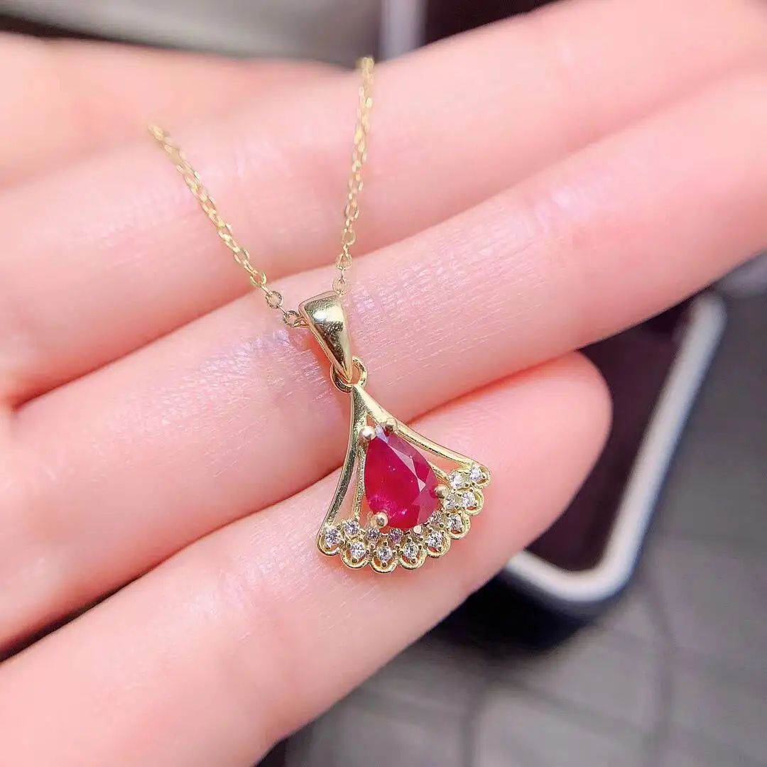 

KJJEAXCMY New style Jewelry Natural Women's Ruby Pendant 925 silver inlay Brilliant colors High clarity supports detection