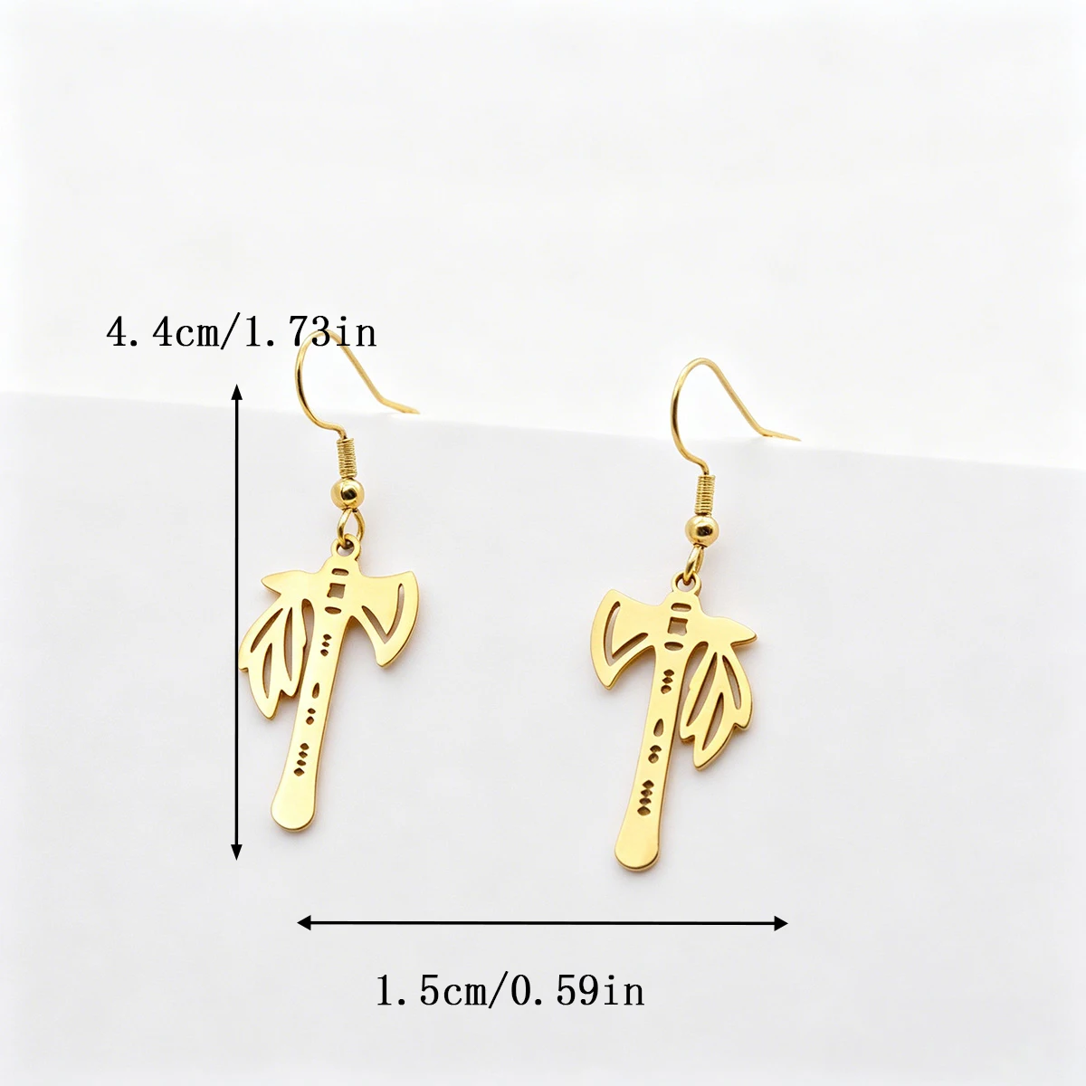 Kinitial Stainless Steel Viking Axe Hook Drop Earrings Nordic Warrior Battle Ax Cutout Dangles Fashion Jewelry Gift For Women