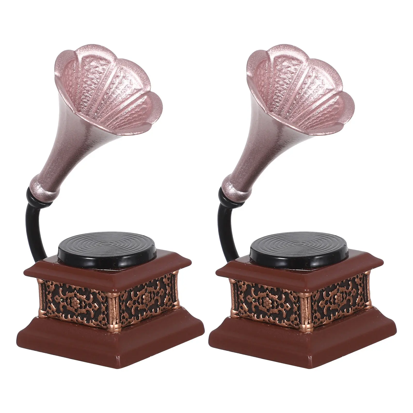 

Miniature Retro Phonograph Vintage Record Player Victorian Dollhouse Accessories Small Scale Music Room Furniture Decor Retro