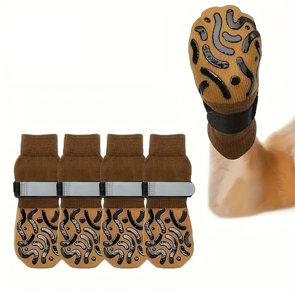 4-Pack Non-Slip Dog Socks Double-Sided Anti-Slip Prevents Licking Biting Offers Strong Traction Durable Protection for Your Pet
