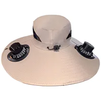 Sombrero con Ventilador Solar y Dos Ventiladores Recargables por USB, Protección Solar de Color Sólido para Hombres y Mujeres, Gorra Suave para Pesca y Senderismo al Aire Libre