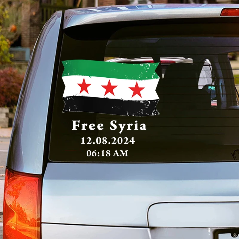 Flaga Syrii z bezpłatnym tekstem Syria, 08/12/2024 Naklejka ścienna Samoprzylepne naklejki do salonu, sypialni, lodówki, okna, samochodu — zdjęcie 5