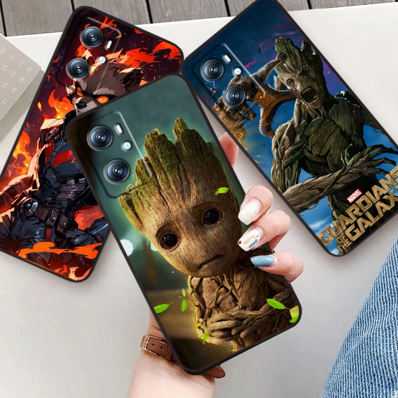 Rocket Raccoon Marvel For OPPO Find X6 X5 X3 A54S A5 A94 A16 A53S A57 A74 A72 A98 A78 A96 A9 5G Black Funda Phone Case