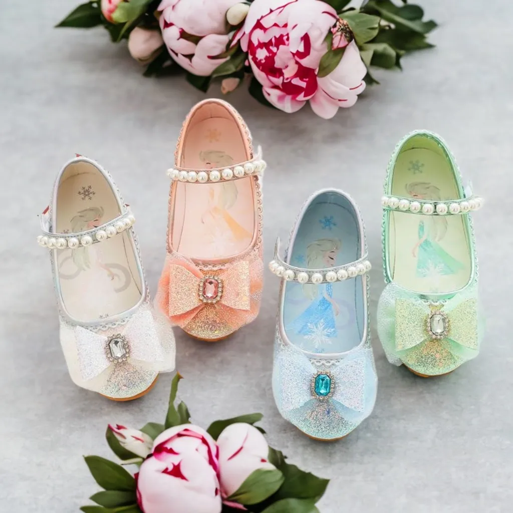 

Disney Girl's Fashion Princess Shoes Frozen Princess Elsa Children's Shoes Girls Baby Green Pink Flat Shoes Performance Shoes