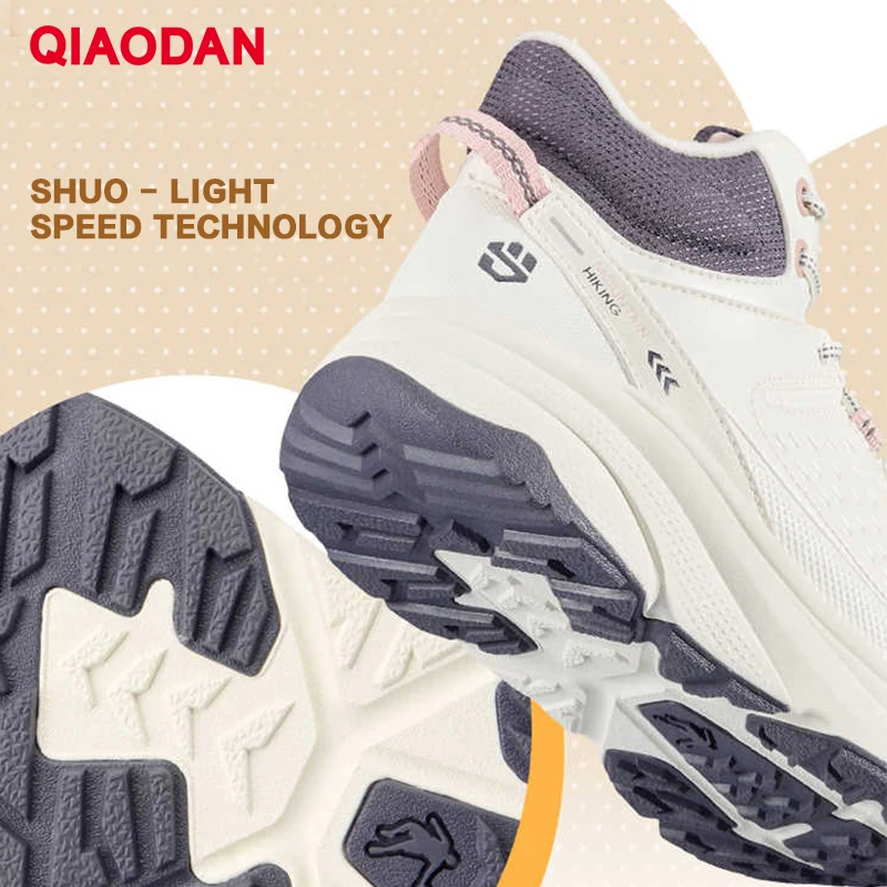 QIAODAN Women's High-Top Running Shoes Fleece Lined Sport Shoes Snowy Thickened Warm Slip-Resistant Boots Sneakers QXB022244230B