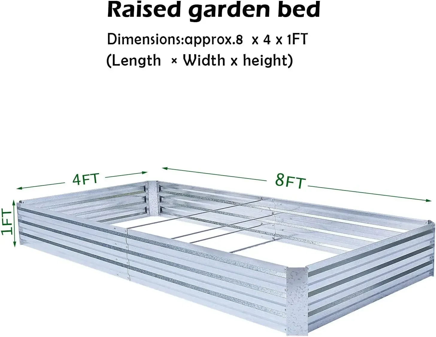 Galvanized Raised Garden Beds for Vegetables Large Metal Planter Box Steel Kit Flower Herb 8x4x1ft