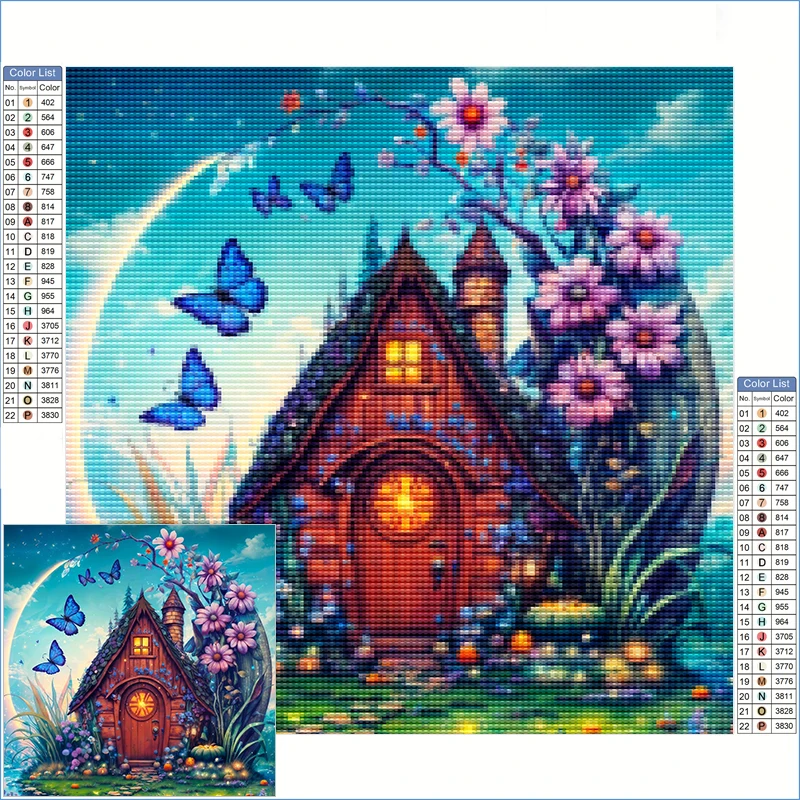 

Diamond Painting New Arrivals 2025 Stitch Items Cute Little House Surrounded By Flowers Diamond Art Accessories Crafts Adults
