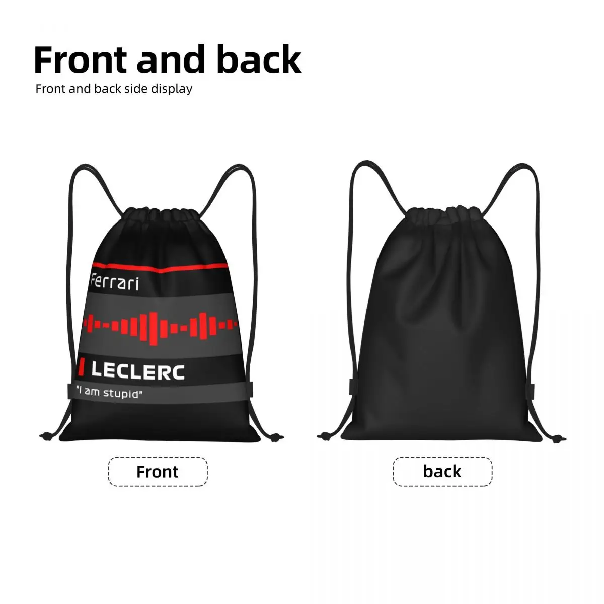 私は愚か者です ルクレールチーム ラジオプリント 巾着バッグ メンズ 折りたたみ式 スポーツ ジム サックパック モナコ チャールズ ショッピング ストレージ バックパック
