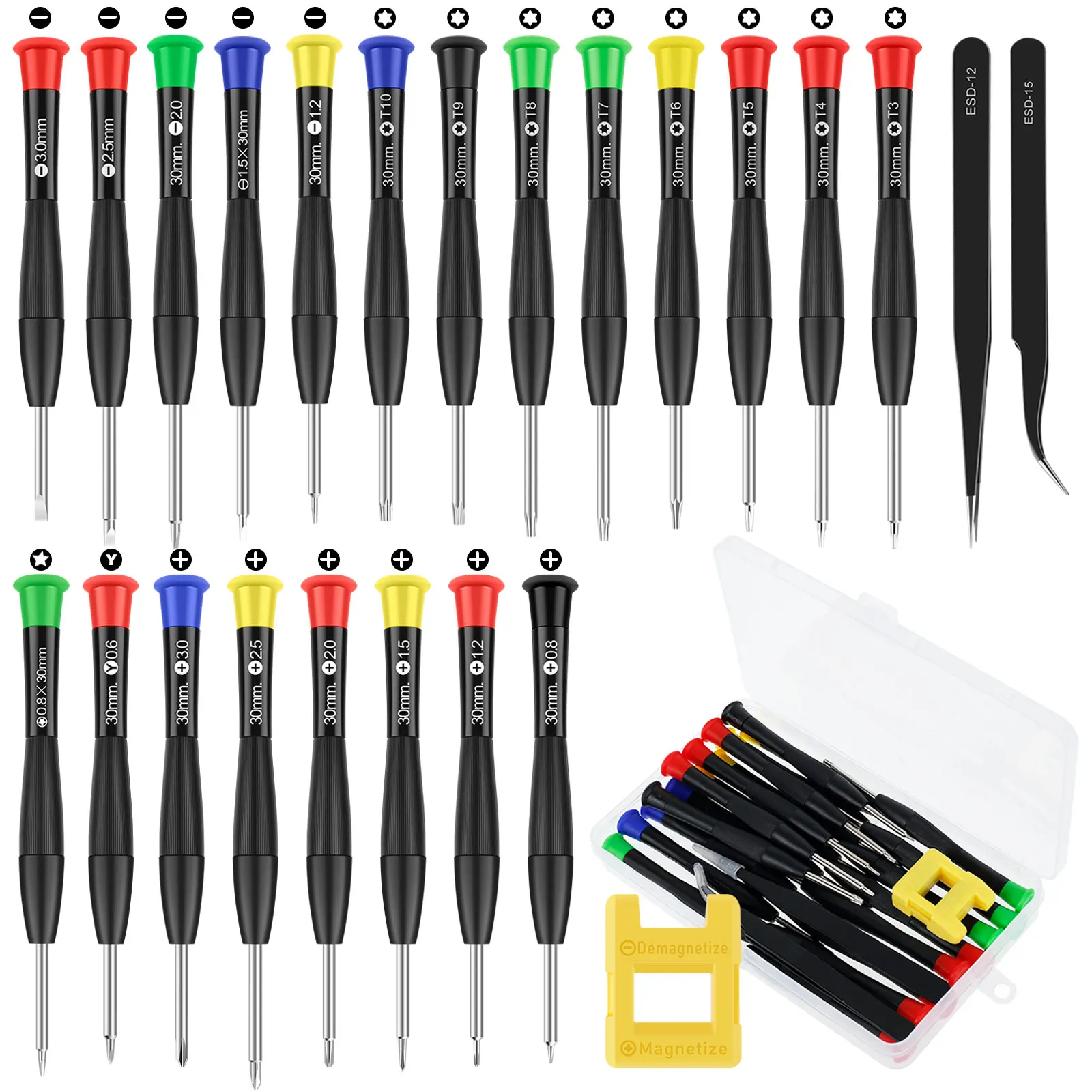 18/24Pcs Mini Magnetic Screwdriver Set Handheld Micro Precision Screwdriver with Box for Eyeglasses Jewelry Electronics Repair
