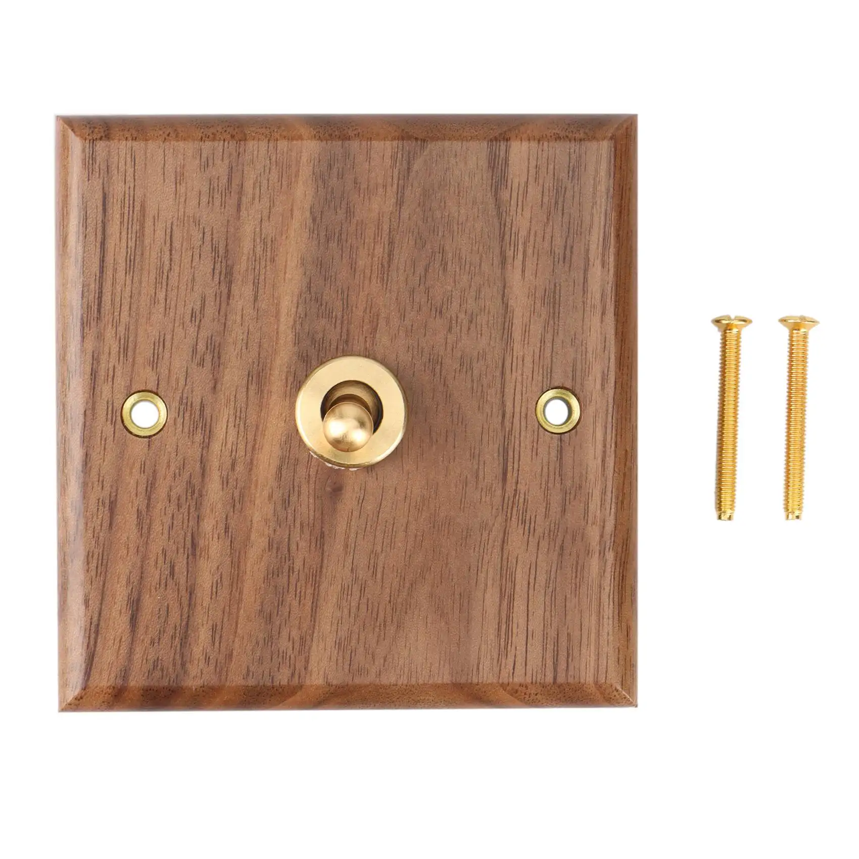 

Retro American Industrial Style Light Switch Socket, Solid Wood Brass Toggle Switch Plate, Antique Home Stay Switch(1)