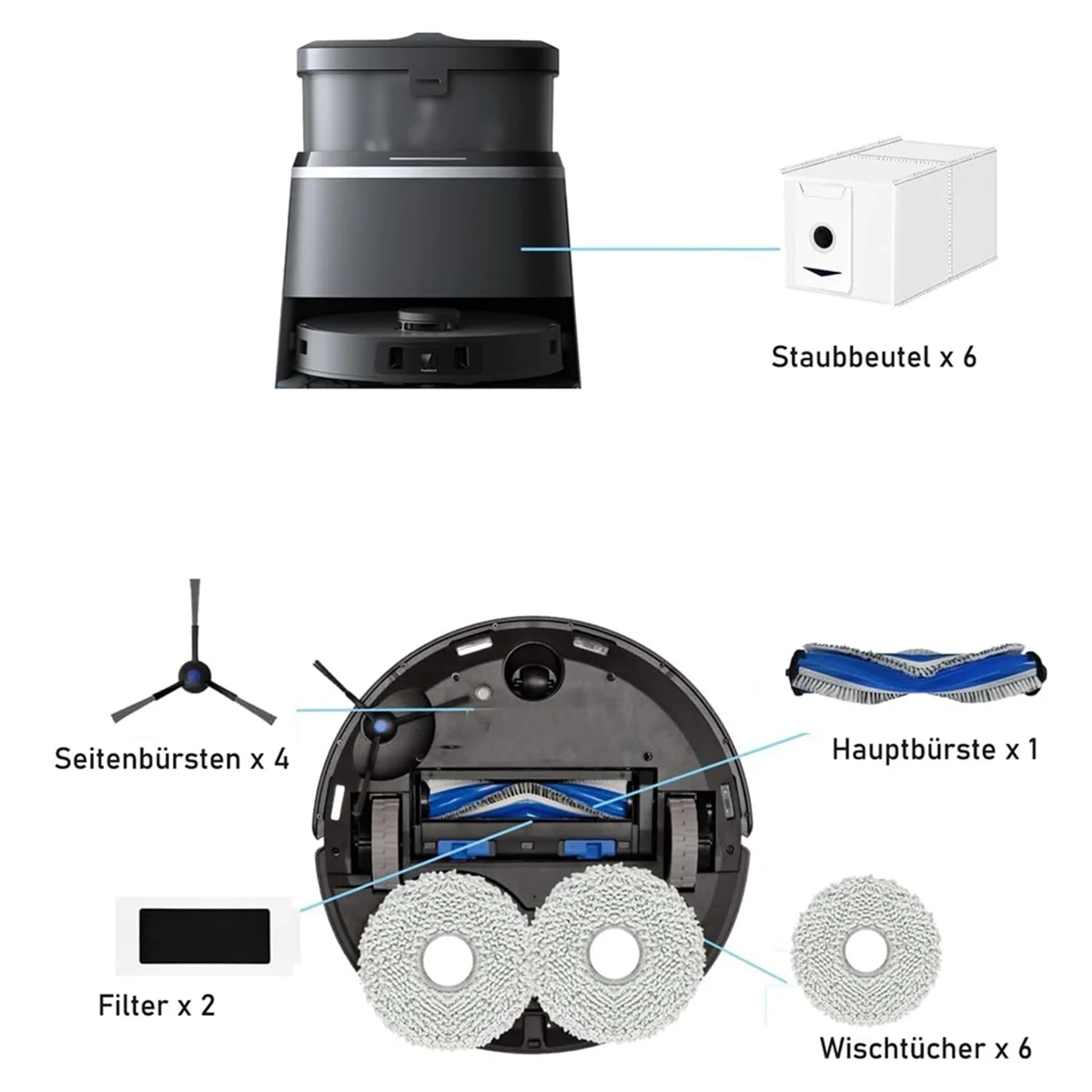 Cepillo lateral principal para Robot aspirador, filtro Hepa, paño de fregona, accesorios para T30 Pro Omni / T30 Omni