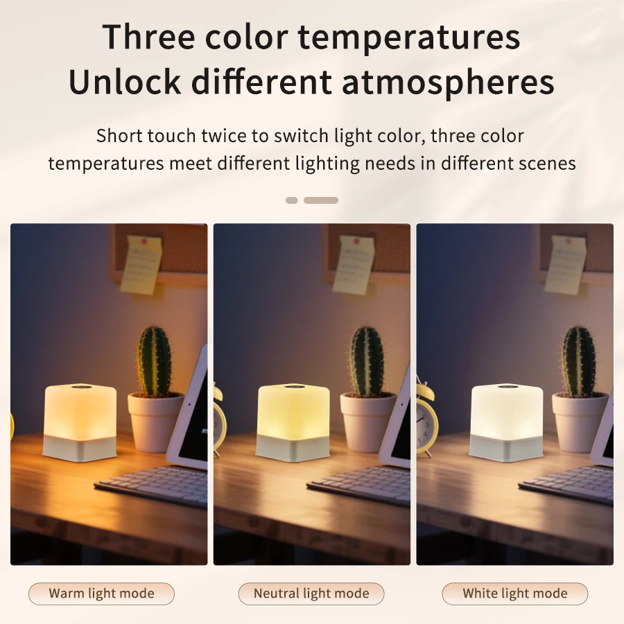 LED 3/16 couleurs tactile veilleuse USB Rechargeable lampe de chevet lumière ambiante à intensité variable pour la décoration de la chambre et la décoration de la maison ﻿