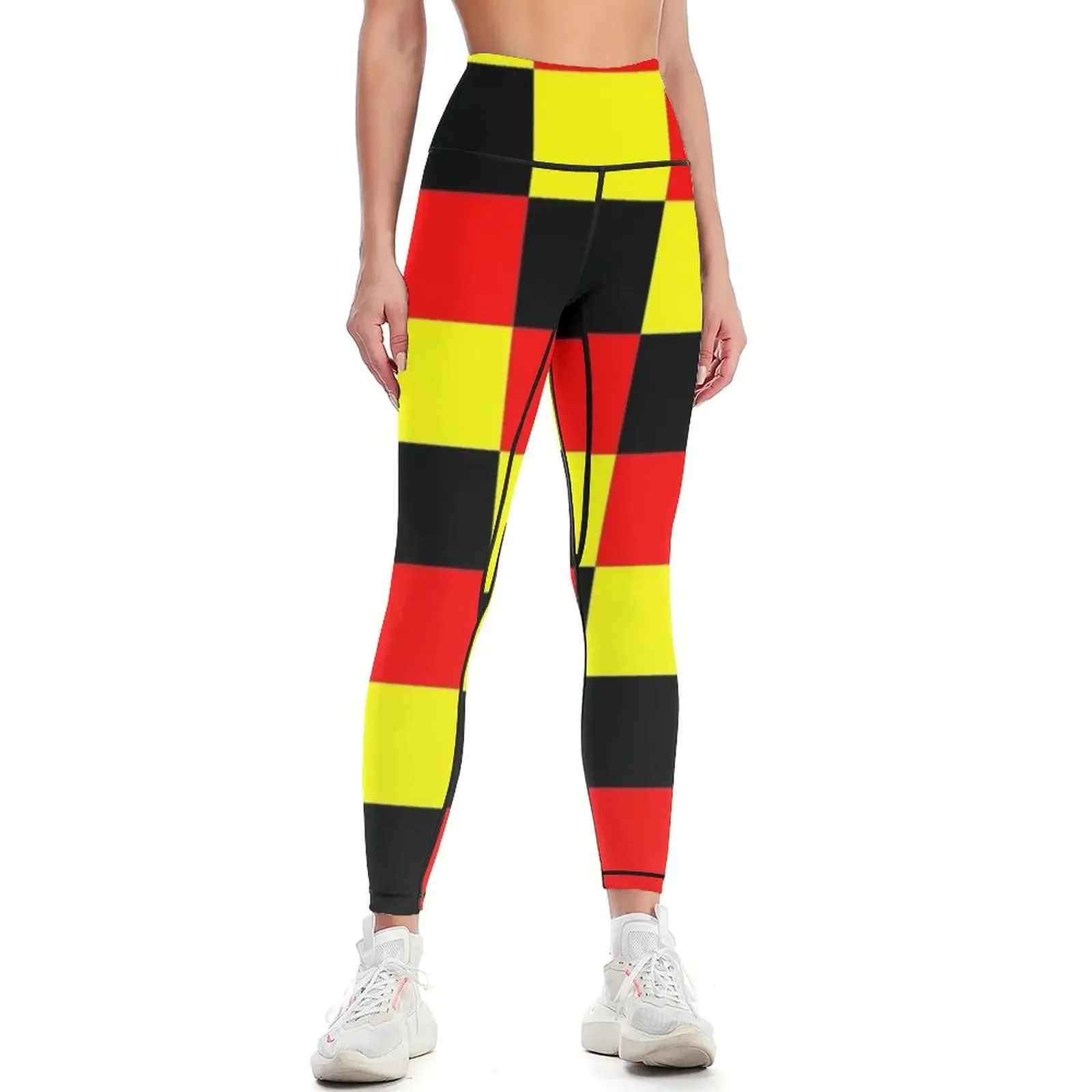 red,black and yellow checks Leggings gym wear Women's sports pants sports for for physical Womens Leggings