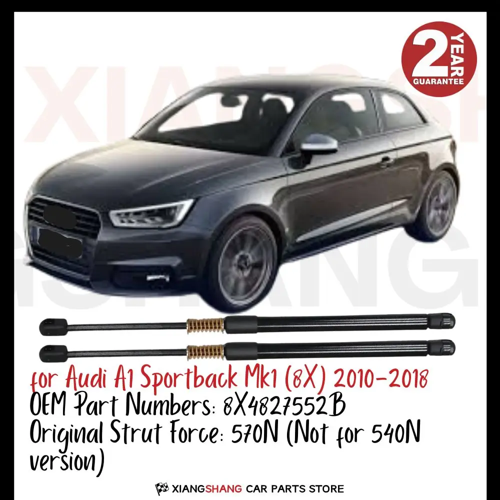 

2 шт. задний демпфер задней двери для Audi A1 Sportback Mk1 (8X) 2010-2018 570N 8X4827552B с пружиной багажника, газовые стойки с газовой зарядкой
