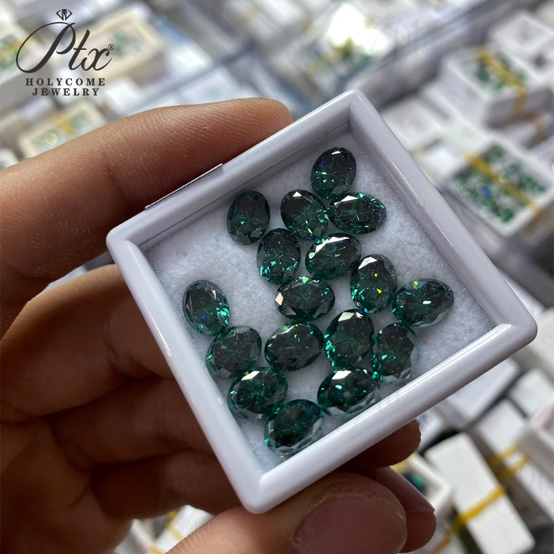 มอยส์ซาไนต์ทรงรี สีเขียว 0.1-18 กะรัต ทรงบริลเลียนต์คัท VVS1 ​ วัสดุหลักสำหรับทำเครื่องประดับ DIY เช่น แหวน สร้อยคอ ต่างหู ขายส่งจากโรงงาน คือ ลูกปัด