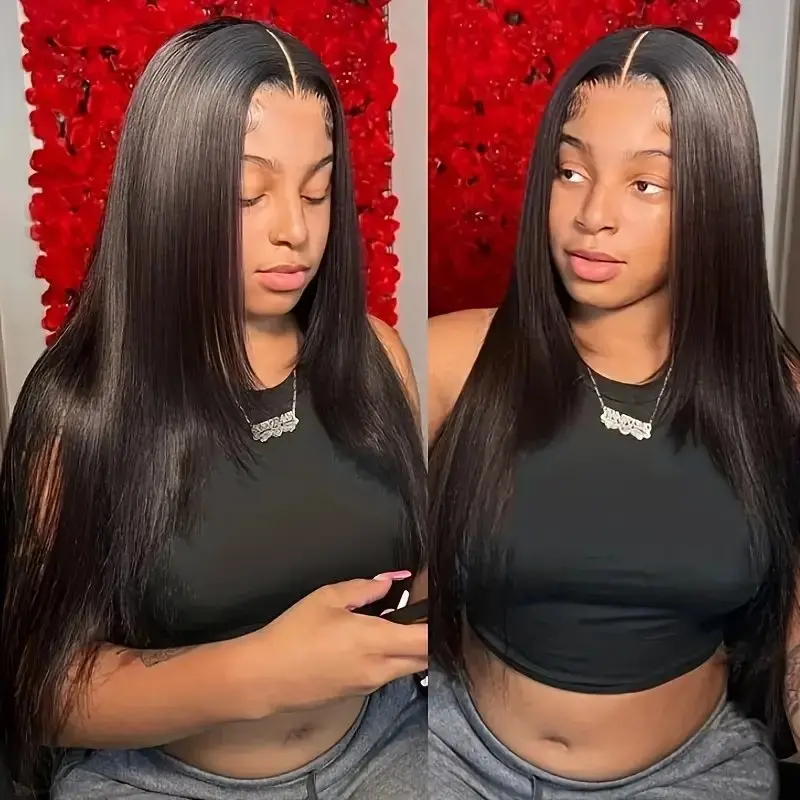 Rosabeauty 13x6 Straight Lace Front Wig Human Hair 40 Inch 13X4 Frontal 5X5 Glueless Ready to Wear Wigs 250% For Women