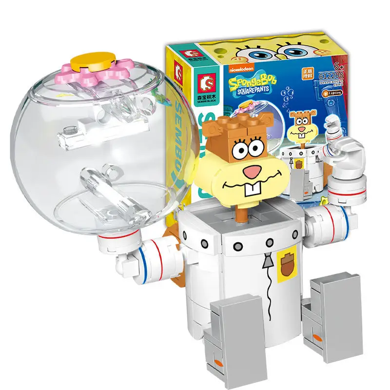 SEMBO BLOK Spongebob Squarepant Familieportret Kleine korrel Kawaii Puzzel Assemblage Bouwstenen Kinderen Verjaardagscadeau Speelgoed