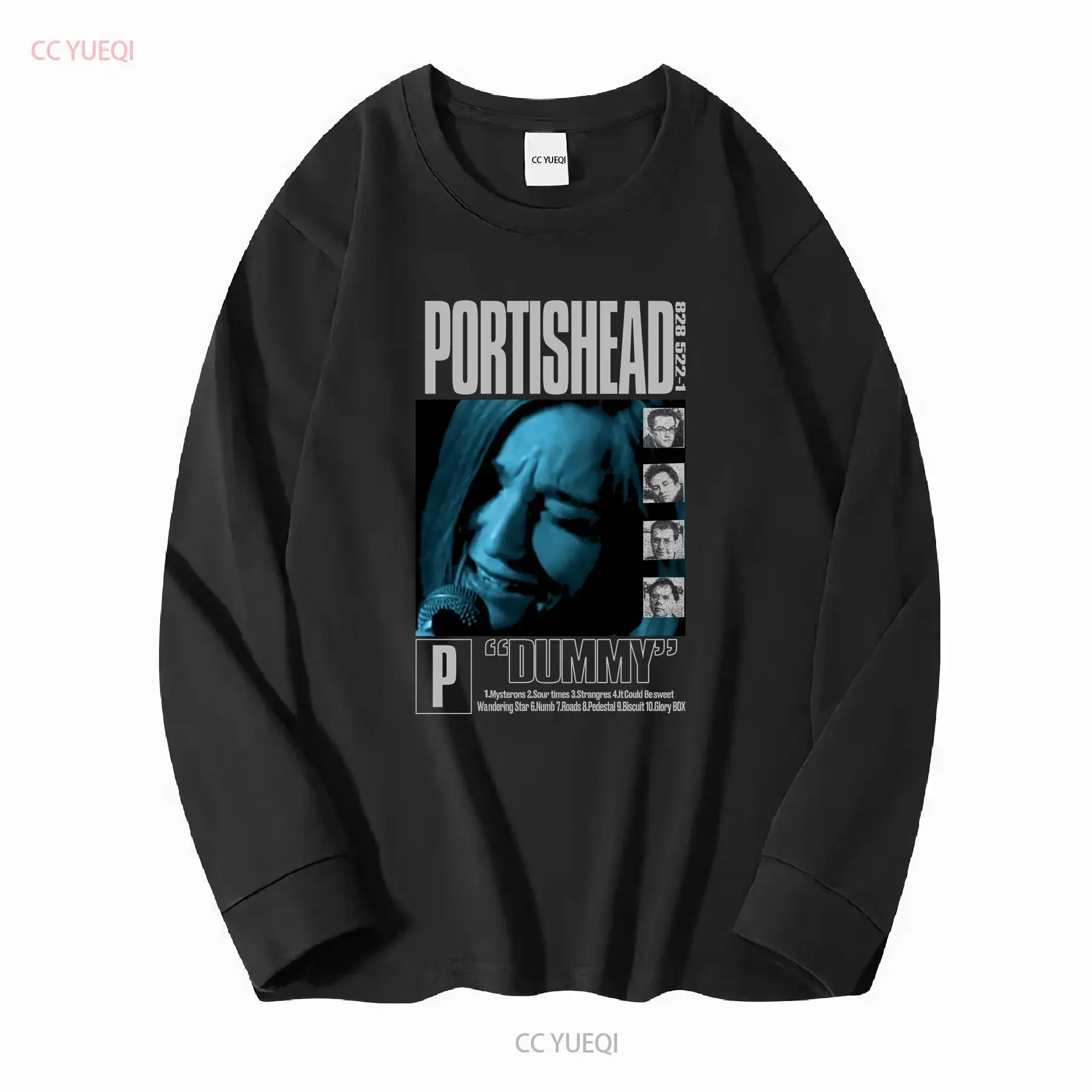 Portishead Band Dummy tour basic black short sleeve T shirt 90s NH5967 vintage Washed Stretched streetwear designer clothes
