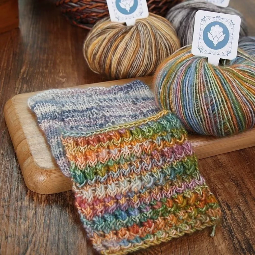 50 g Farbverlaufsgarn, 17S Baumwollmischung Strickgarn für Schal, Mütze, Pullover, weiche DIY-Bastelfaser