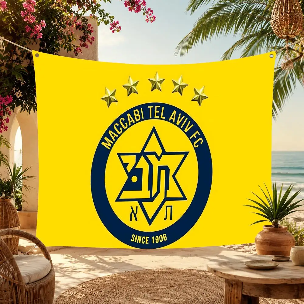 Sports Team M-Maccabis Tel Aviv Flags Home Yard & Garden Decor Banner - Indoor Outdoor Wall Hanging Flag
