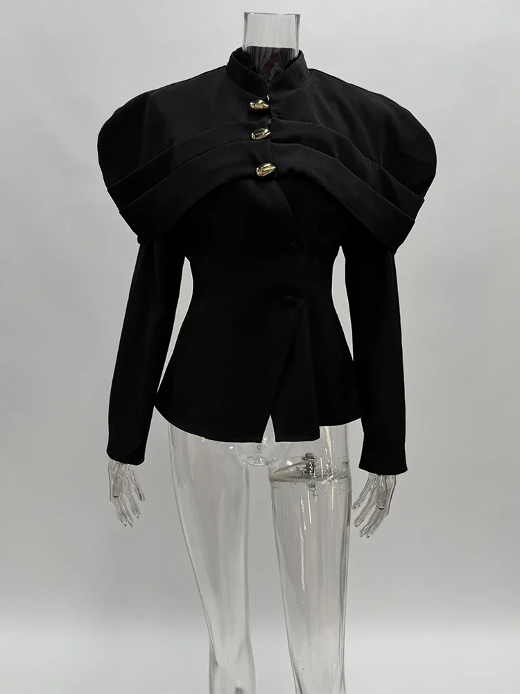 Tossy Fashion Metallic Elegant Blazers Outwear Women's Patchwork Skinny Long Sleeve Commute Coat Female Autumn Suit Outwear 2026