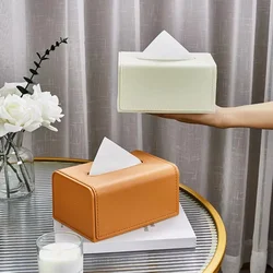 Household Tissue Box Leather Napkin Holder Rectangle Wet Paper Case Living Room Office Decorative Car Organizer Desk Storage Box