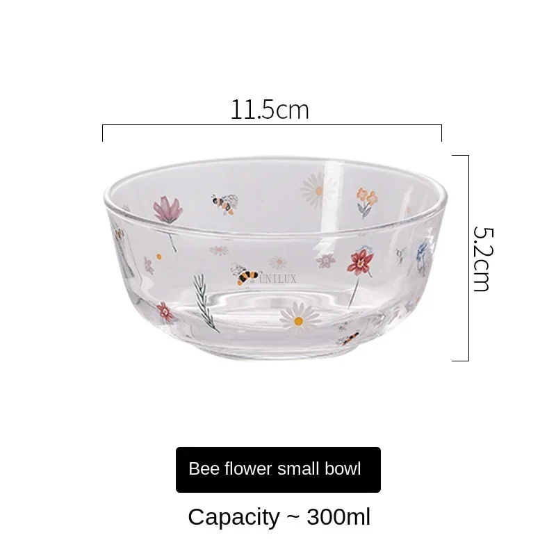 Ins Small Fresh Heat Glass Bowl Hotel Vegetable Fruit Salad Bowl Rice Bowl Household HeatInstant Fresh Insulation Fruit Bowl