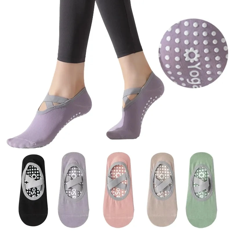 Summer Pilates Socks Anti-Slip Breathable Bandage Yoga Socks Women Ankle Ladies Ballet Dance Sports Socks for Fitness Gym