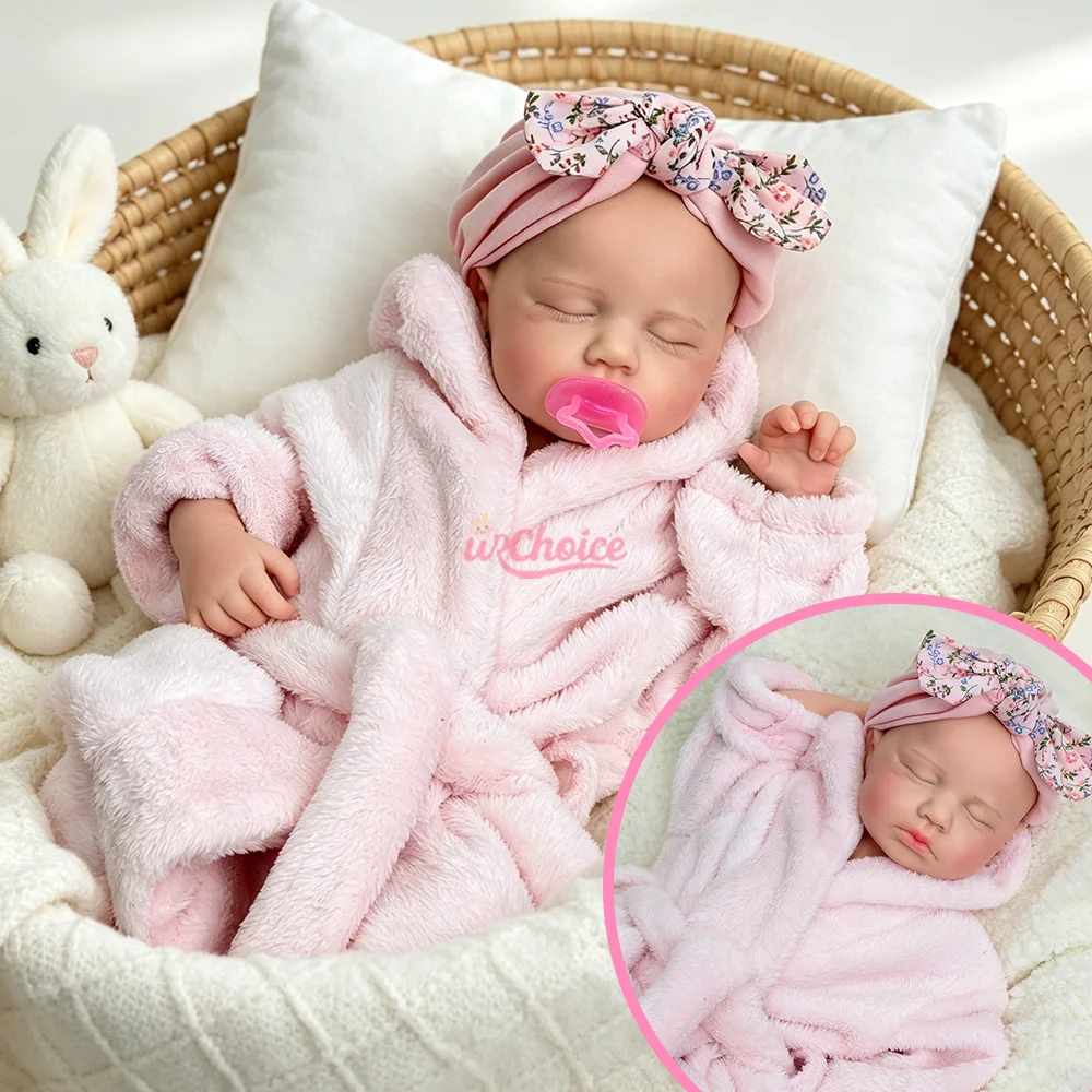 

20" Waterproof Reborn Baby Doll Hand Painted Skin Veins Silicone Reborn Doll Weighted Cuddle Newborn Gift For Christmas New Year