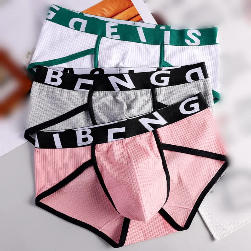 

1pc Men Pure Cotton Briefs Men's Sexy Underwear With High Cross Letters Breathable Underpants Panties Underwear Sexy Shorts