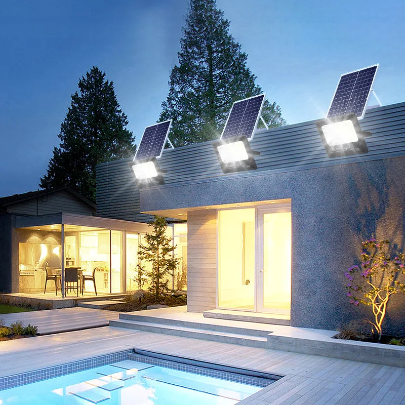 Imagem -03 - Impermeável Controle Remoto Solar Powered Spotlight Luzes de Inundação Solares ao ar Livre Ip67 Villa Street Lighting Ângulo Ajustável 50400w