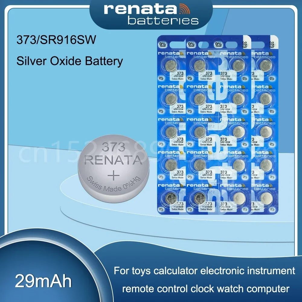 100% Original Brand New Renata 373 SR916SW 916 LR916 SR68 1.55V Silver Oxide Battery for Remote Control Watch Scales Calculator