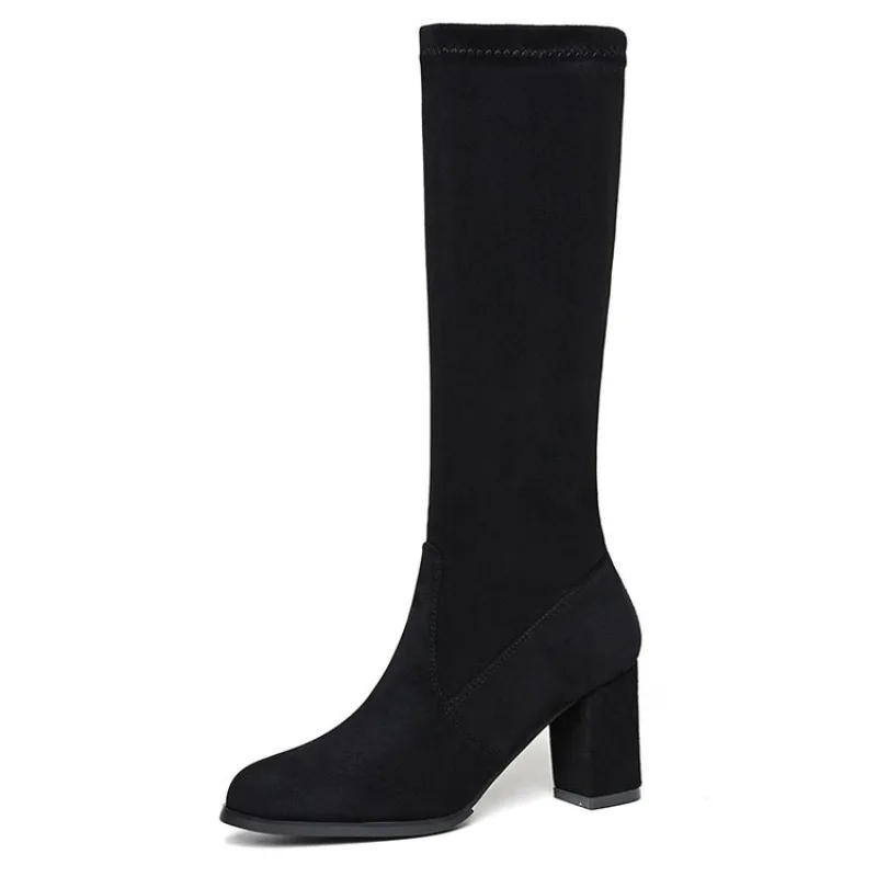 Übergrößen-Schuhe für Damen Herbst Winter Damen High Heel Overknee-Stiefel Elastische Kniehohe Stiefel Geeignet für Damen Modische Stiefel – Detail 8