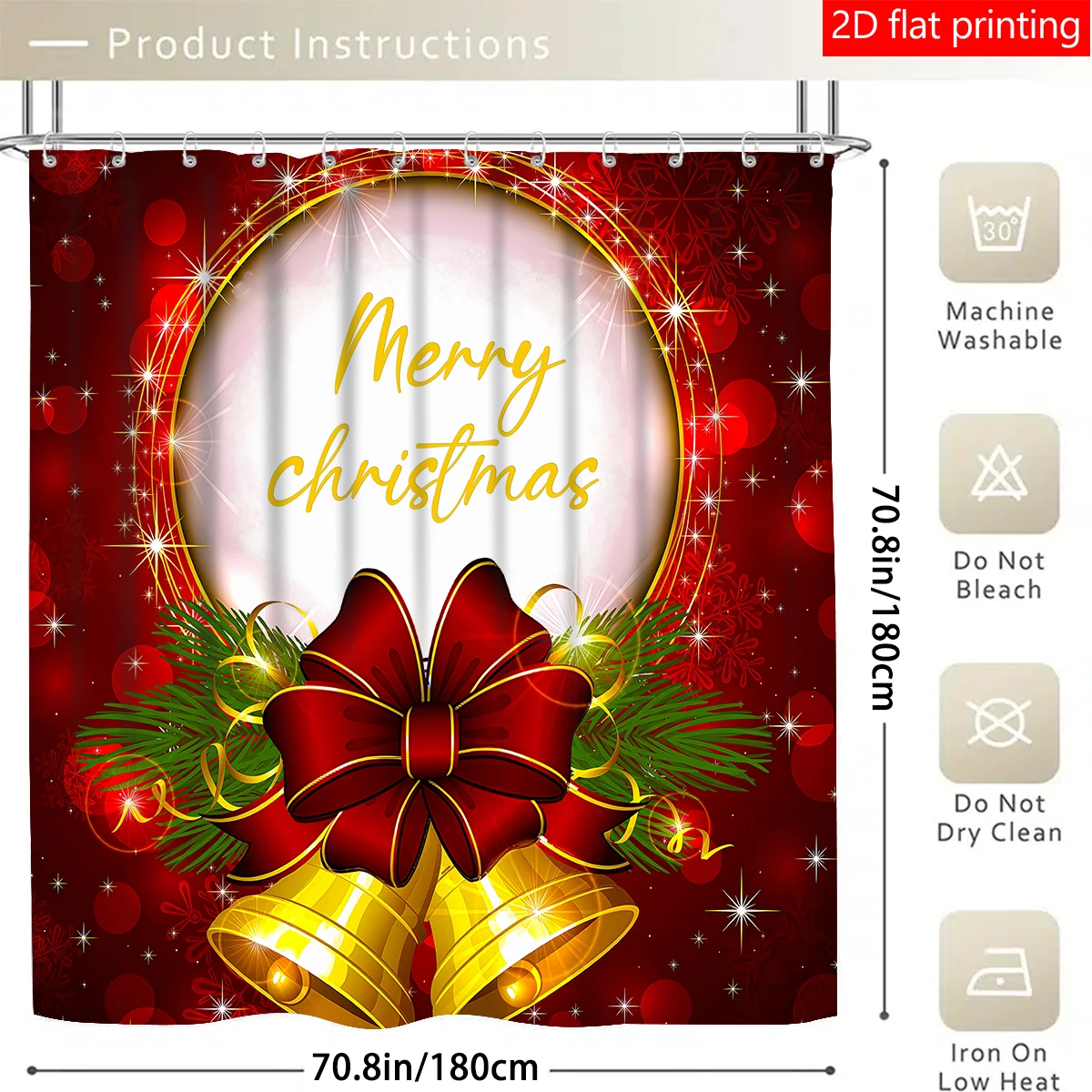 

4pcs Christmas bell Christmas tree curtain Shower curtain decoration, beautiful housewarming gift modern home decoration, waterp