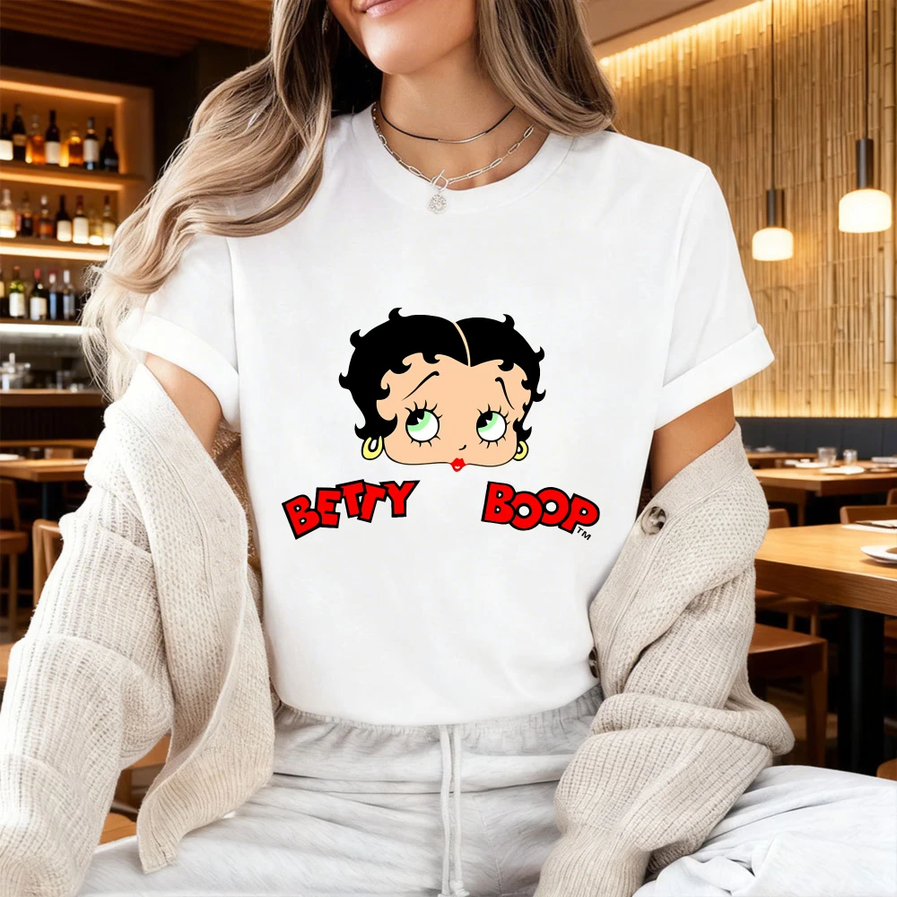 Vintage Betty Boop Cartoon-Themen-Grafik-T-Shirt, klassisches Retro-Mädchen-Damen-T-Shirt aus Baumwolle, kurzärmelig, Geschenk für Betty Boop-Liebhaber, Kleidung