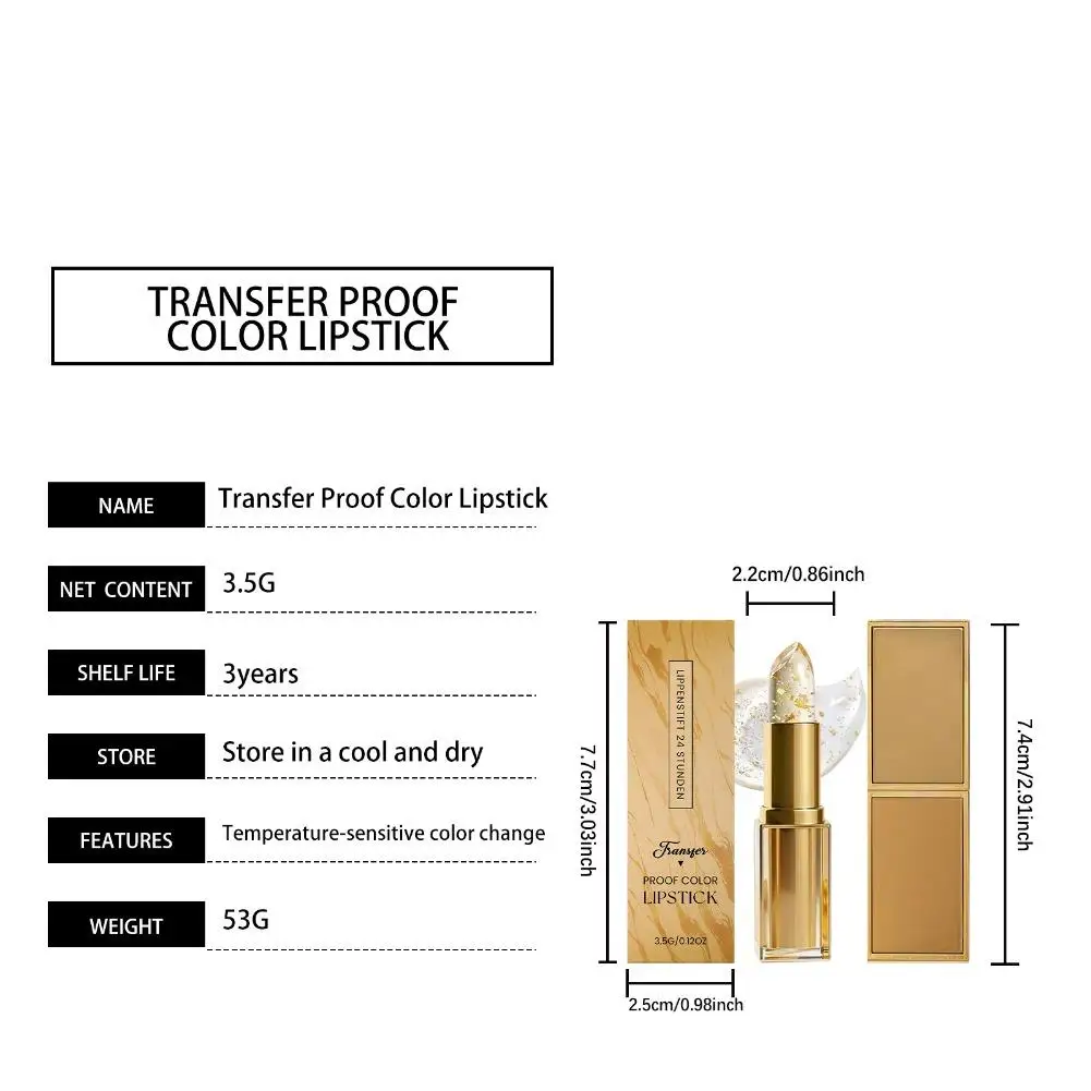 Color Changing Gold Foil Lip Balm  Long Lasting Hydrated Gloss Deep Nourishment Jelly Non-Sticky Relieve Dryness Makeup