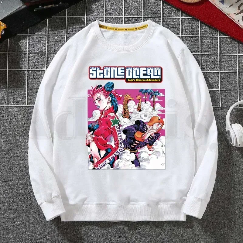 Jojo Bizarre Adventure Kawaii Joestar Jojo Felpa grafica Stampa Trend Abbigliamento da uomo Hip-Hop Girocollo da uomo