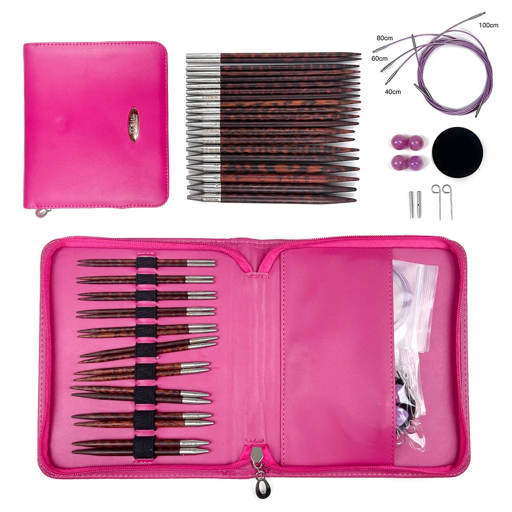 

10 Pairs Interchangeable Circular Knitting Needle Tips Weaving Deluxe Gift Set Sizes from 3.0mm to 6.5mm for Beginners Adults