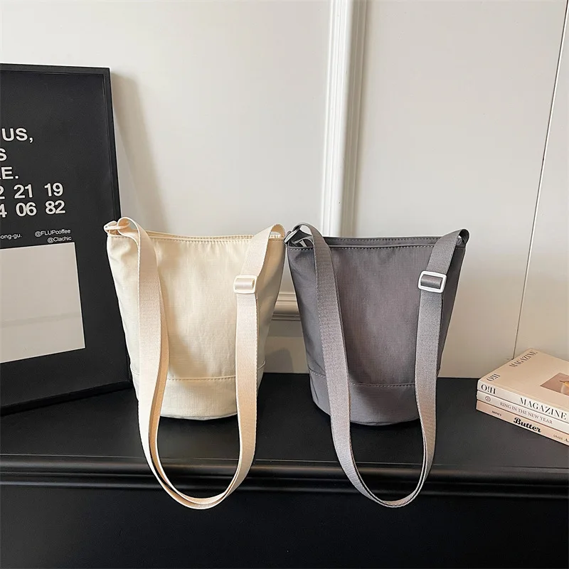 Custom Logo/Design Bucket Tote Bag Adjustable Shoulder Strap Nylon Crossbody Bag Mini Casual Daily Work Shopping Bag for Women view 2