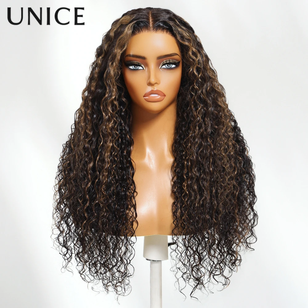 

Unice 5x5 HD парик на сетке, 100% натуральные вьющиеся волосы, парик без клея, предварительно отбеленные предварительно выщипанные человеческие волосы, парик на сетке спереди