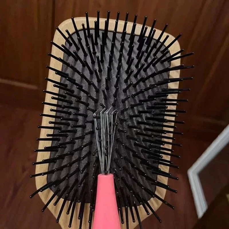 2pcs Comb Hair Brush Cleaner Plastic Handle Cleaning Brush Remover Embedded Beauty Tools Cleaning Products Cleaning Supplies