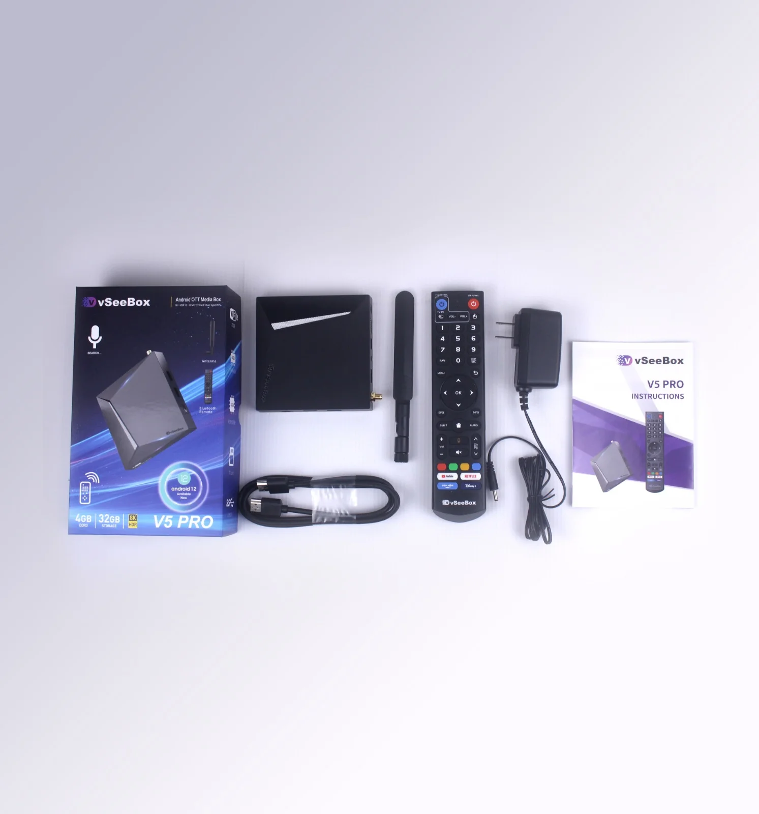Vseebox V5 pro 8K HDR Android 12, 4 go 32 go, avec télécommande vocale, 100% originale, achetez-en 3, obtenez-en 2 gratuitement