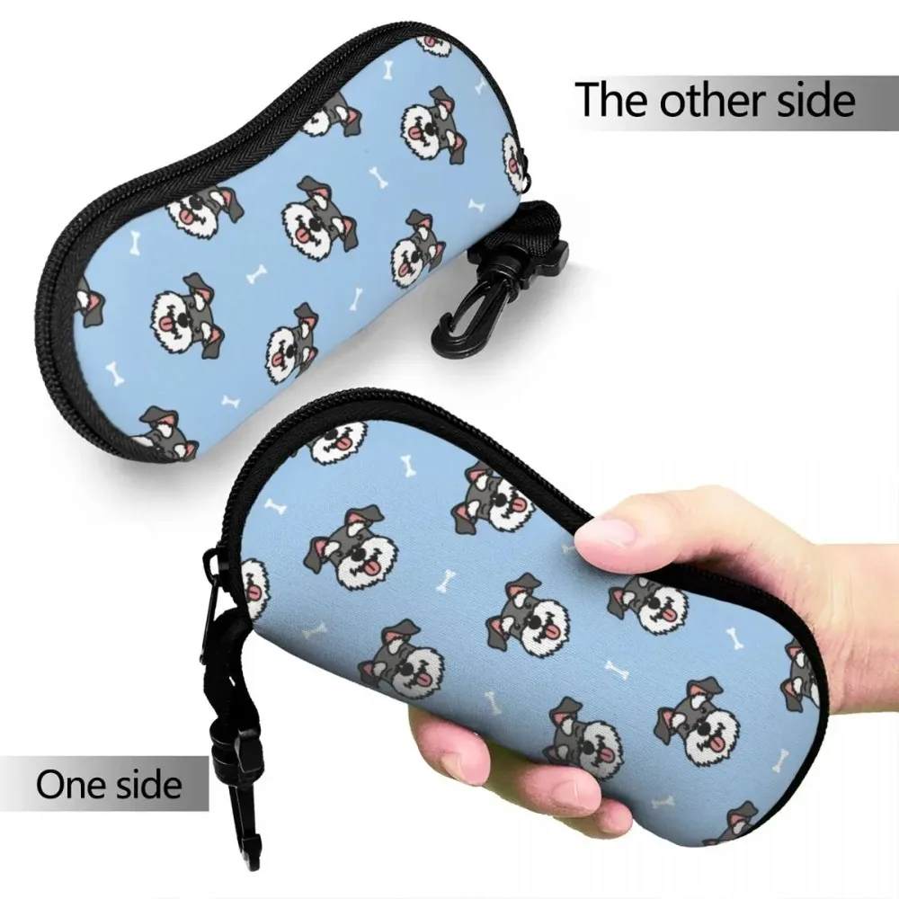 Cute Schnauzer Dog Glasses Case New Zipper Gift for Animal Dog Lover Reading Protector Vintage Eyewear Container