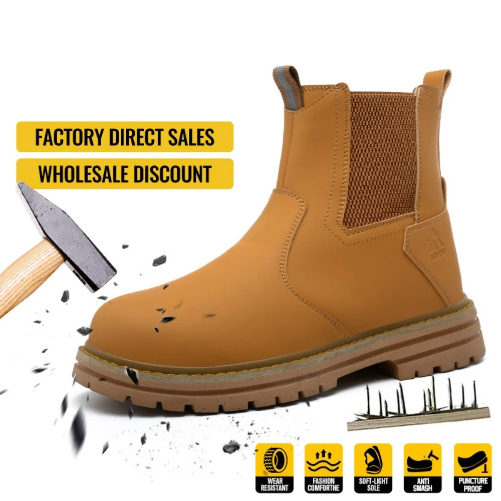 High-Top Safety Shoes Steel Toe Anti-Smash Anti-Puncture Work Boots Slip-Resistant Wear-Resistant Waterproof Industrial Footwear