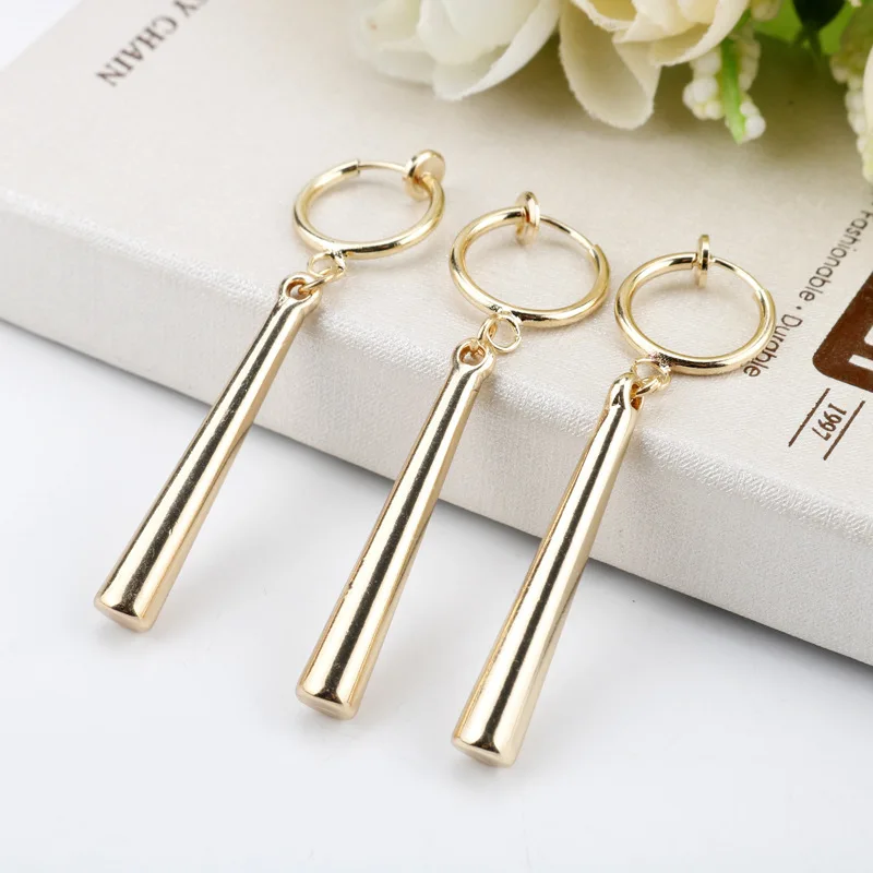 3Pcs/Set Roronoa Zoro Fake Earrings Ear Clips Gold Color Small Geometric Non-Pierced Jewelry Hip Hop Wholesale Pendant Earrings