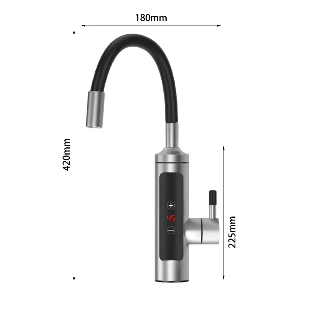 Home Temperature Display Thermostat Stainless Steel Electric Faucet Kitchen Faucet Tankless Instant Heating Water Tap