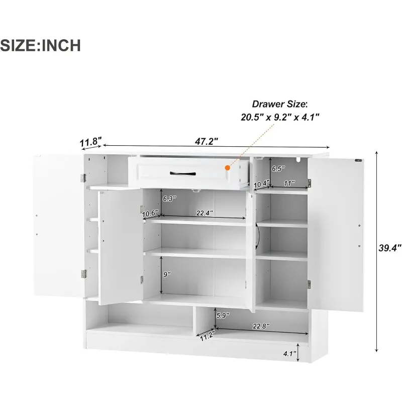 Shoe Cabinet for Entryway Ample Storage Space Shoe Organizer with Drawer Doors Open Shelf for Heels Boots