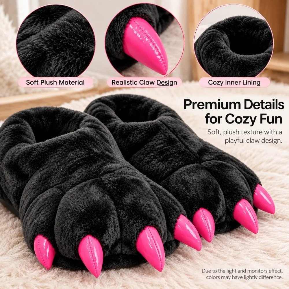 Weiches, flauschiges Futter, Dinosaurier-Klauen-Hausschuhe, flauschige, rutschfeste Cosplay-Pfoten-Schuhe, warme Winter-Fursuit-Stiefel – Detail 2