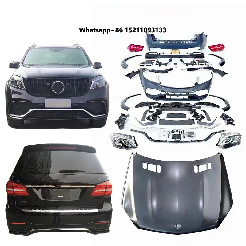 2013-2016y CLASS X166 Upgrade to 2017-2018 GLS63 Style Body Kit Bumpers Hood Headlights for X166 Old to New Body Kit