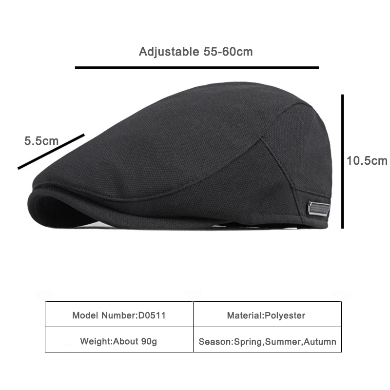 Summer Beret Hat Men Women Breathable Forward Hat for Male Flat Peaked Cap Driver Cabbie Beret Painter Visor Adjustable